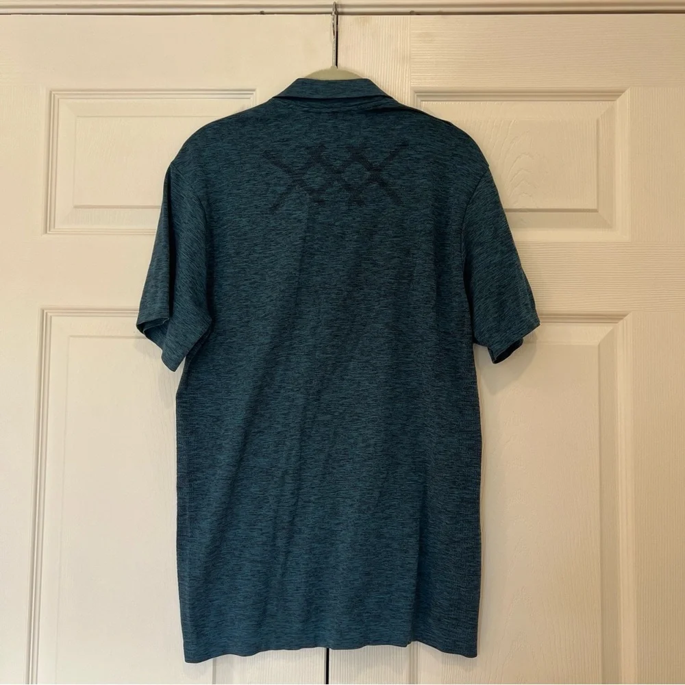 RHONE Performance Polo Blue Green Teal Short Sleeve Mens Medium